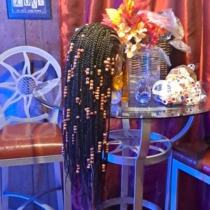 Custom braided wig with beads